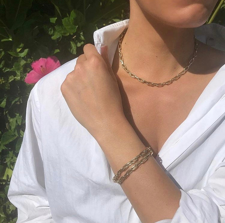 14k Gold Large Open Link Chain Bracelet - Zoe Lev Jewelry