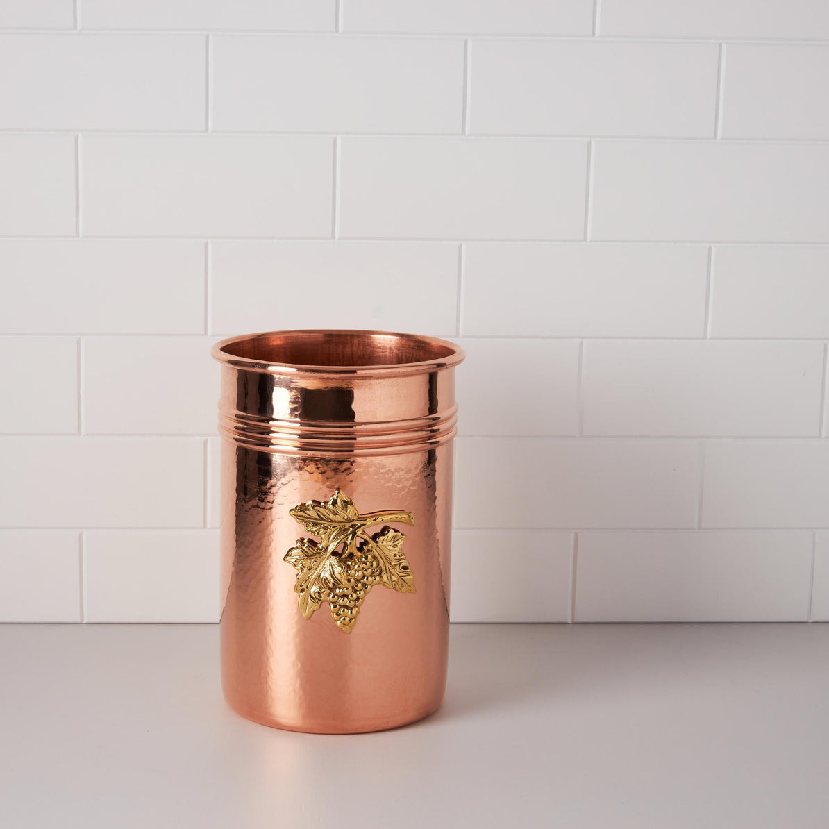Ruffoni Italian Cookware | Copper Utensil Holder with Grape Emblem