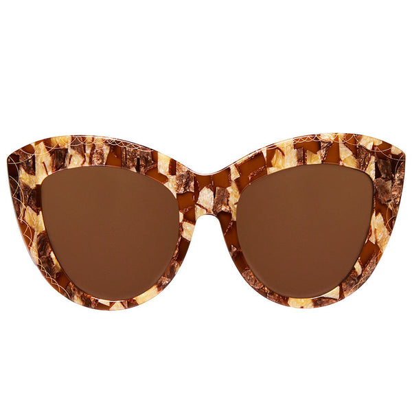 Oversized Cat Eye Brown Acetate Sunglasses
