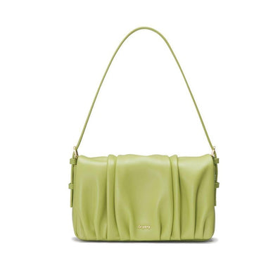 This lambskin leather bag comes in black, vanilla cream, and sweet green. It has gold hardware, details and a fashionable gathered leather design. It has a ton of space for your cosmetics and all of your other must-haves. It is made of a buttery soft and smooth leather and compliments soft, romantic looks well. Pair with flowing fabrics, pleats, light makeup, delicate accessories, and braided styles for an ethereal look. This bag has a unique design and is full of personality. Loved by many and appreciated by all for its ultra-modern, unconventional construction. 
Material: LambskinMeasurements (in)Width 9Height 4.7Depth 2.4Strap Length 
Ships separately from our friends at FutureBrandsGroup 

Please Note: Rewards cannot be applied to this product 